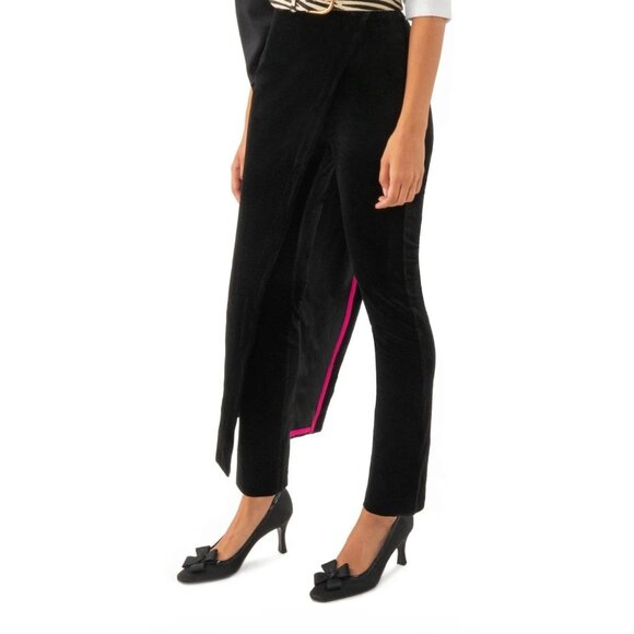 Gretchen Scott Black Silky Velvet pants size Medium New 1/2 skirt stretch Party - Picture 1 of 8